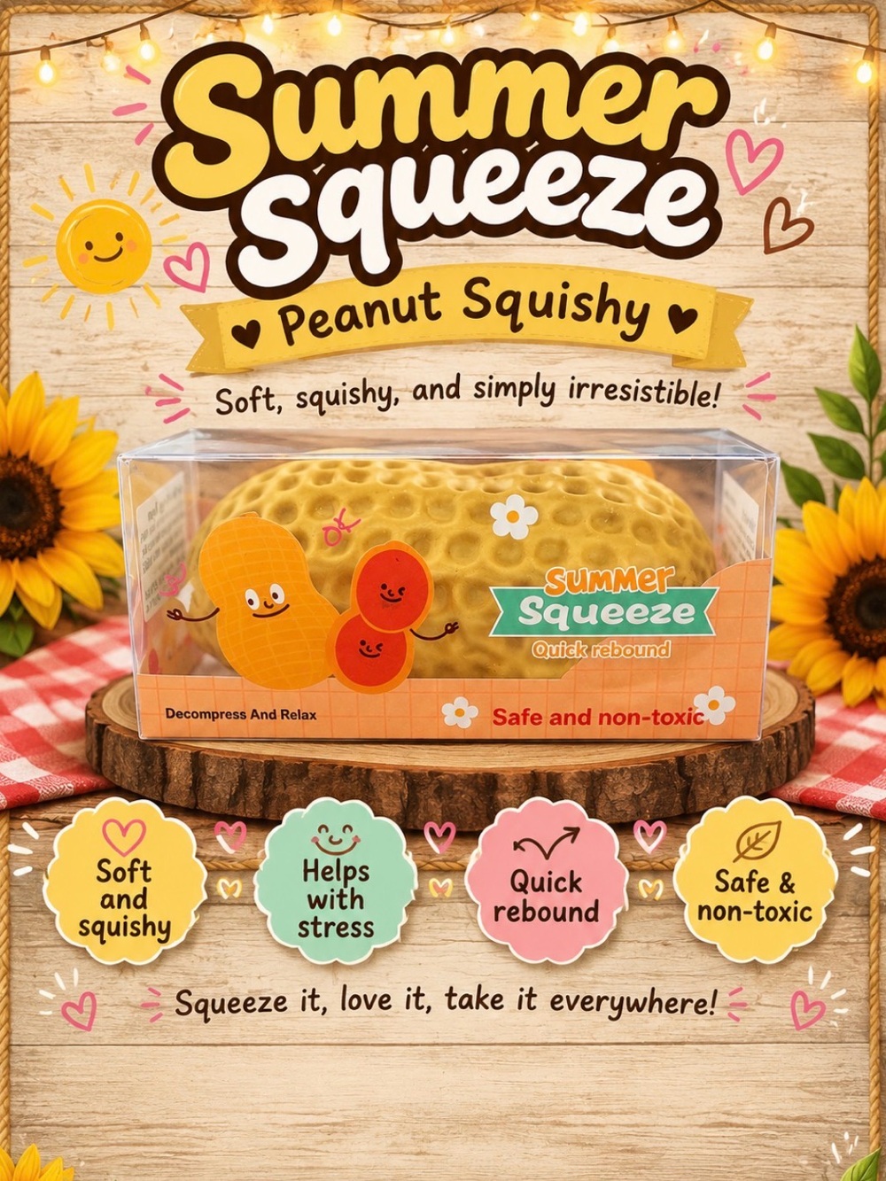 Summer Squeeze Crunchy Peanut Squishy - Squeeze Deez Nuts 🥜